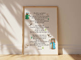 Psalm 23 verse print with pastoral design, Spiritual wall art with Psalm 23, Inspirational print for living room decor
