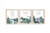 Comforting Christian Wall Art 3 Print Set, Mountain Bible Verse Gift, Bible verse print set with watercolour mountain scenery