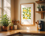 1 Corinthians 10:31 - Christian wall art print featuring lemons on a vine with Bible verse scripture decor for home or kitchen.