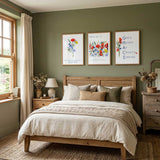 Wildflower Christian Wall Art 3 Print Set Modern Scripture Posters, Watercolour wildflower Bible prints