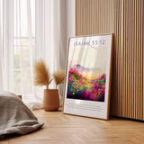 Isaiah 55:12 – Floral meadow Christian art with uplifting scripture quote.