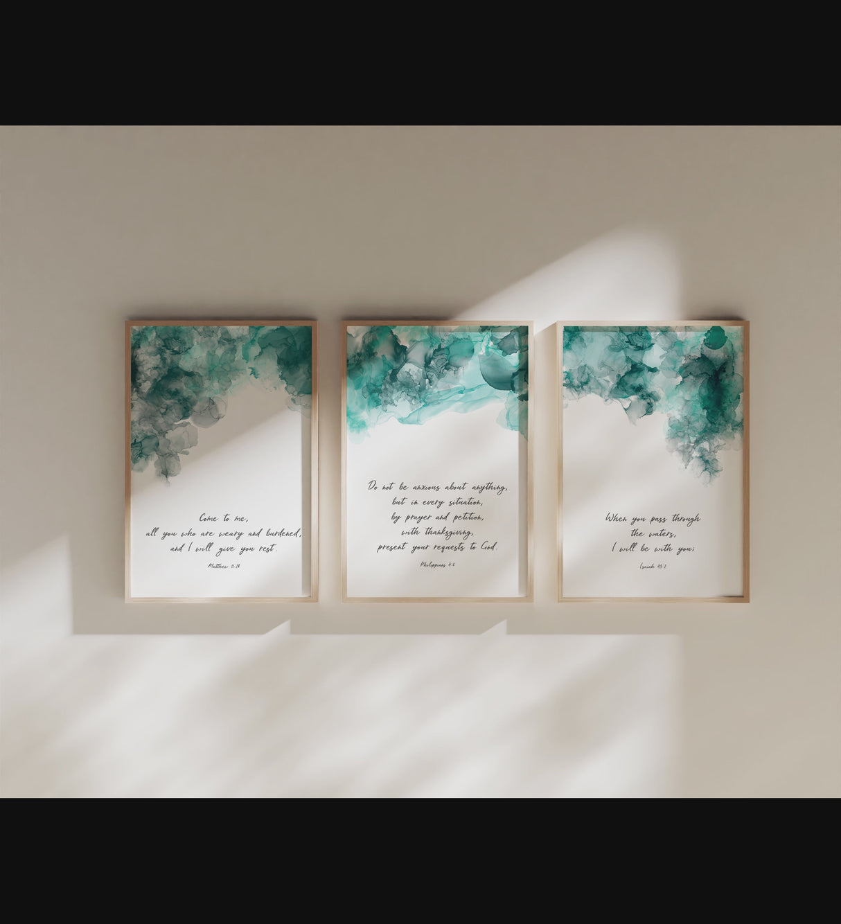 Encouraging verse print collection, Striking abstract ink design scripture prints, Uplifting Bible verse artwork bundle