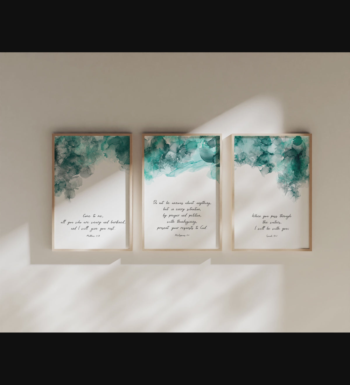 Encouraging verse print collection, Striking abstract ink design scripture prints, Uplifting Bible verse artwork bundle