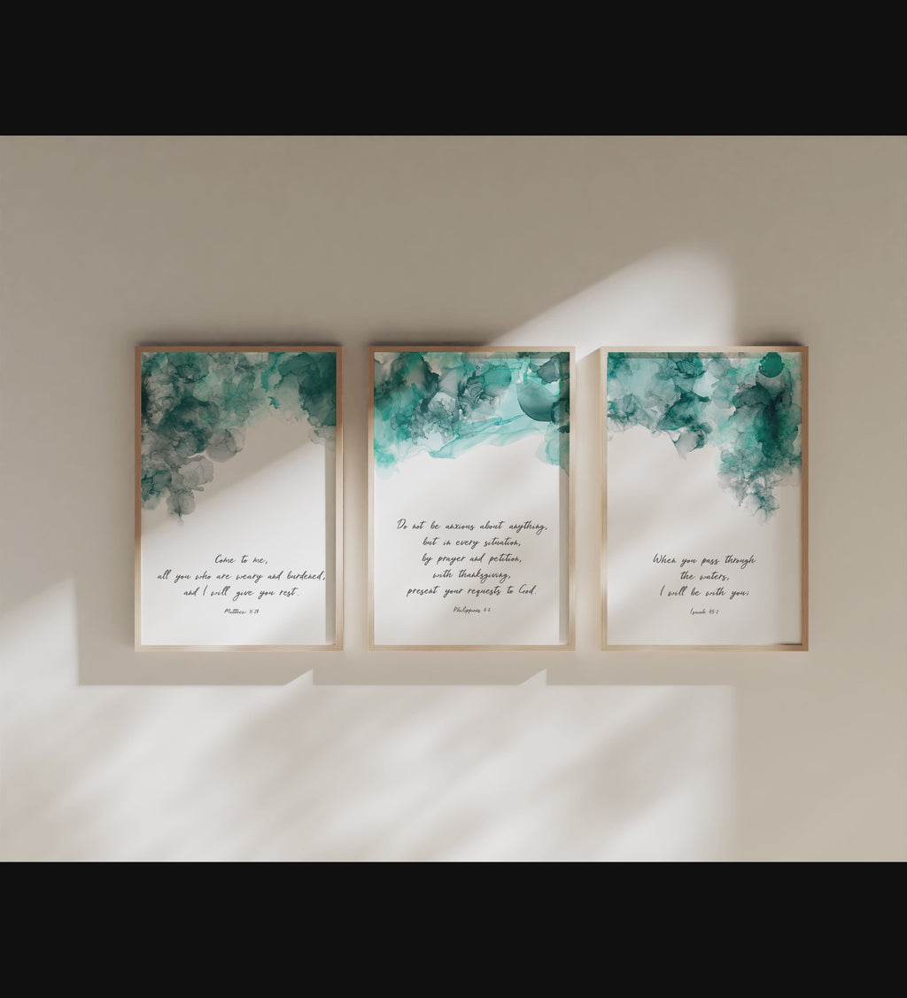 Encouraging verse print collection, Striking abstract ink design scripture prints, Uplifting Bible verse artwork bundle