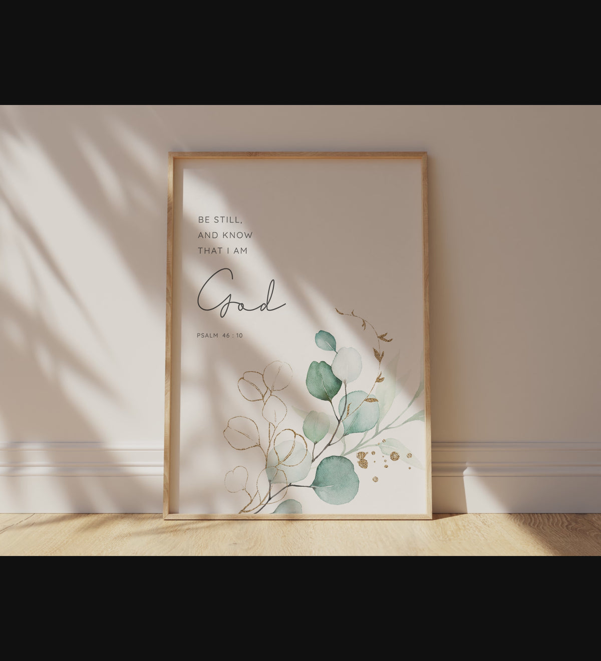 Be Still Botanical Christian Wall Art Print, Psalm 46:10 Bible Verse