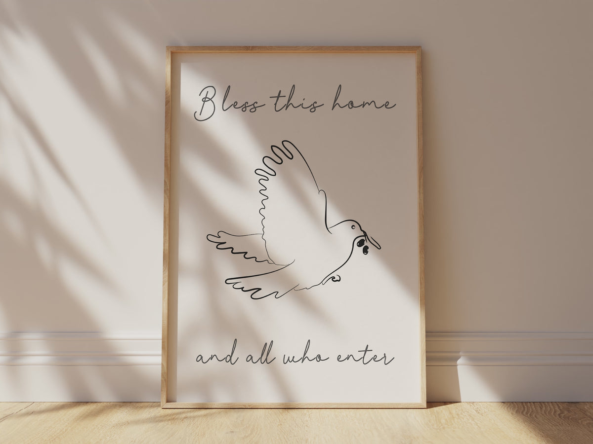 Religious artwork for the home, Peaceful home blessings print, Inspirational wall art with scripture, House blessing print