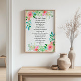 Matthew 6:9–13 – The Lord’s Prayer Christian wall art with watercolour floral design and full scripture text.