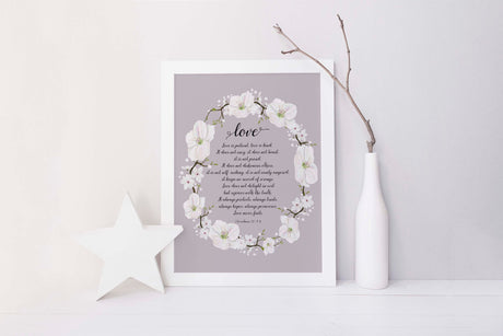 1 corinthians 13 poster, christian wedding gifts, gift for christian couple, gift for christian marriage