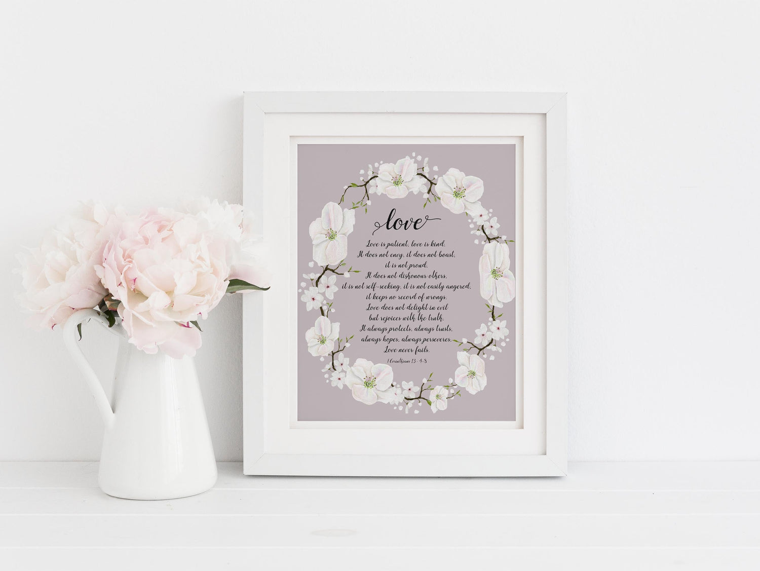 Love is Patient Love is Kind Wall Art Print, Christian Wedding Gift Ideas, Love is Patient Love is Kind Verse