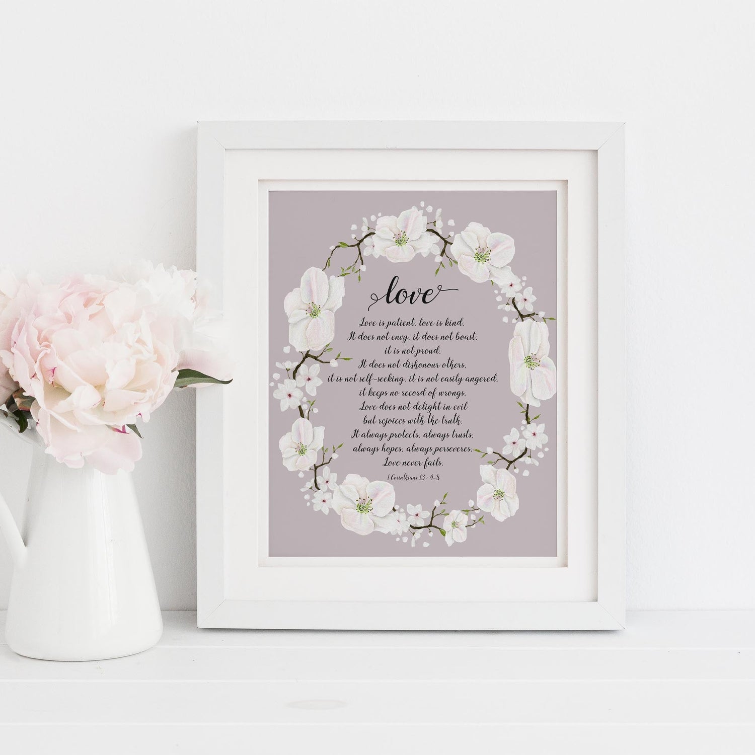 Love is Patient Love is Kind Wall Art Print, Christian Wedding Gift Ideas, Love is Patient Love is Kind Verse