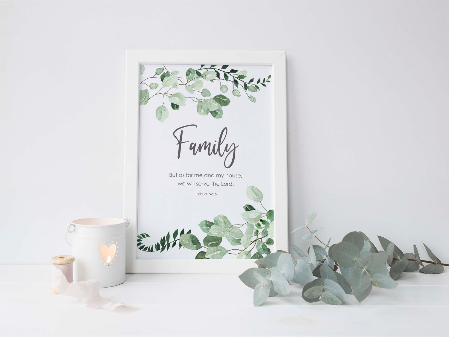 But As For Me And My House We Will Serve The Lord, Joshua 24 15, Botanical Wall Art, Gift for Family Picture, bible quote