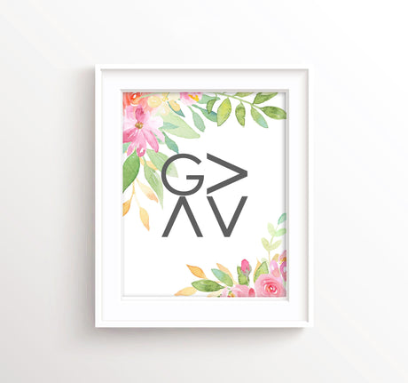 God is Greater than the Highs And Lows Verse Picture Wall Art Print