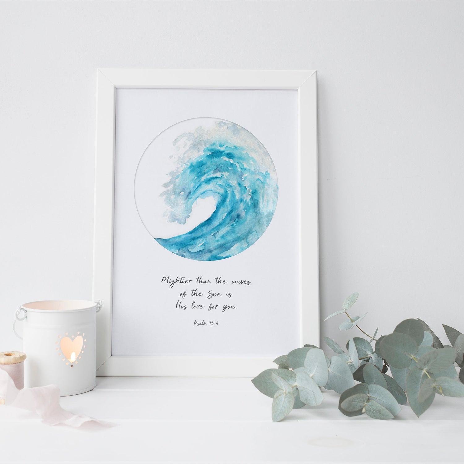 Bible Verse Printable, Mightier Than The Waves of the Sea Print, Psalm 93 4 Prints Decor, Scripture Prints UK, Bible Art