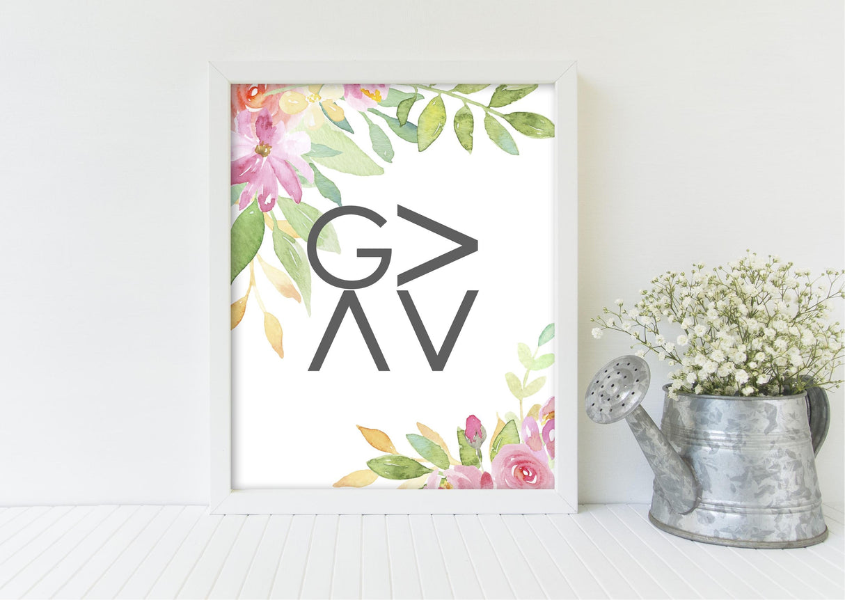 wall art quotes for christianity trials and tribulations - encouraging bible verse print - God is greater than the highs and lows; 