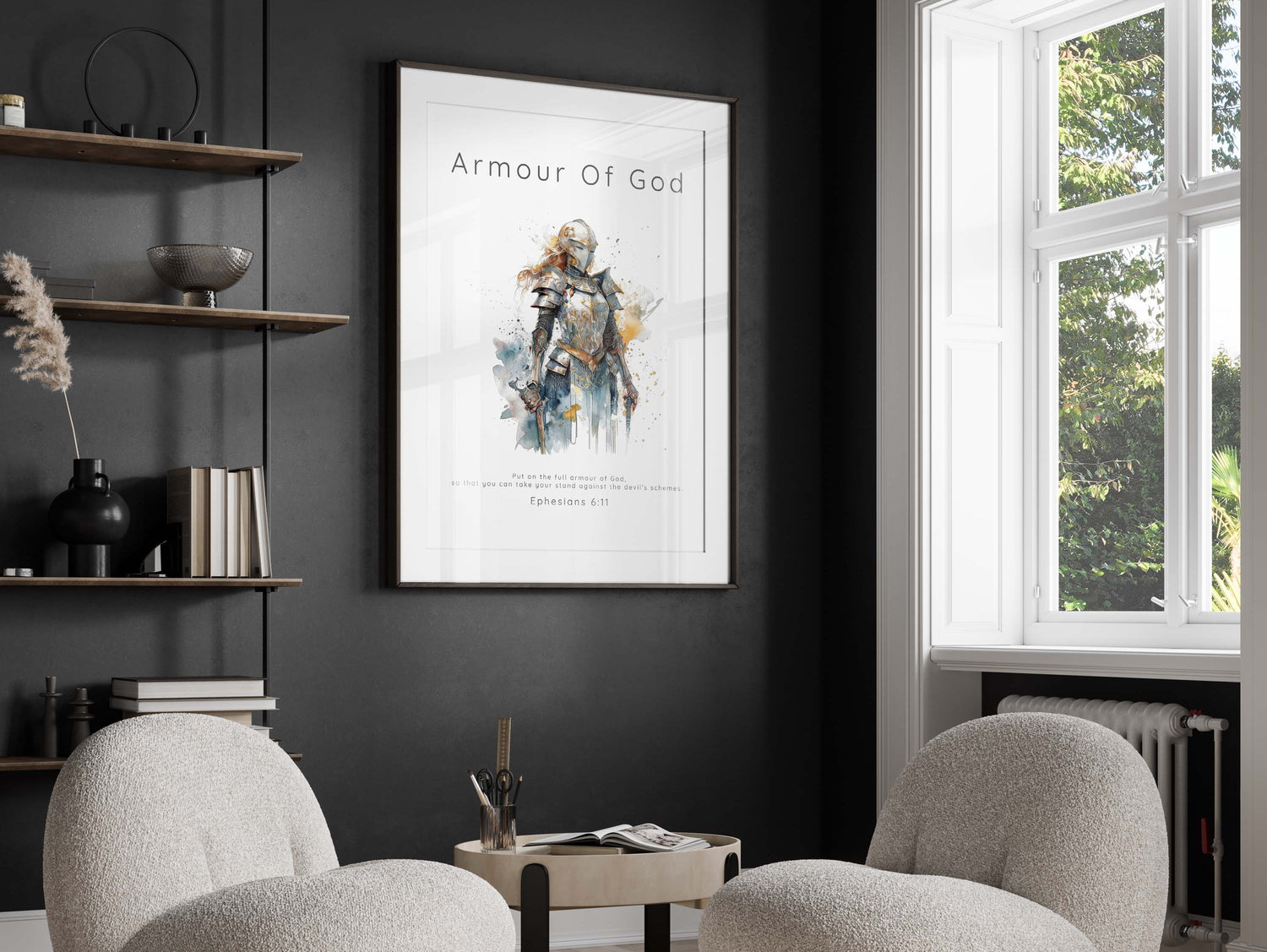 Empowering Christian art gift for girls or women, Elegant visual reminder of divine protection, Full Armour of God grace and strength