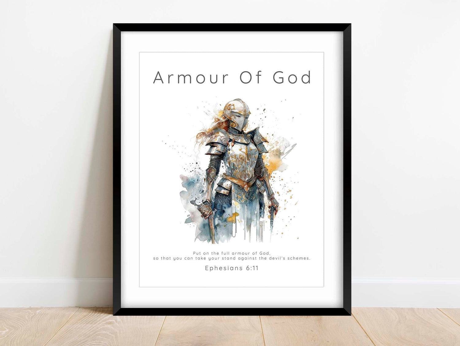 Christian home decor with scripture, Female warrior's visual testimony of faith, Christian Art Gift for girls