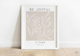 Bible Verse Wall Art Featuring 'Be Joyful in Hope', Christian Home Decor with Romans 12:12 Quote, be joyful in hope wall art print