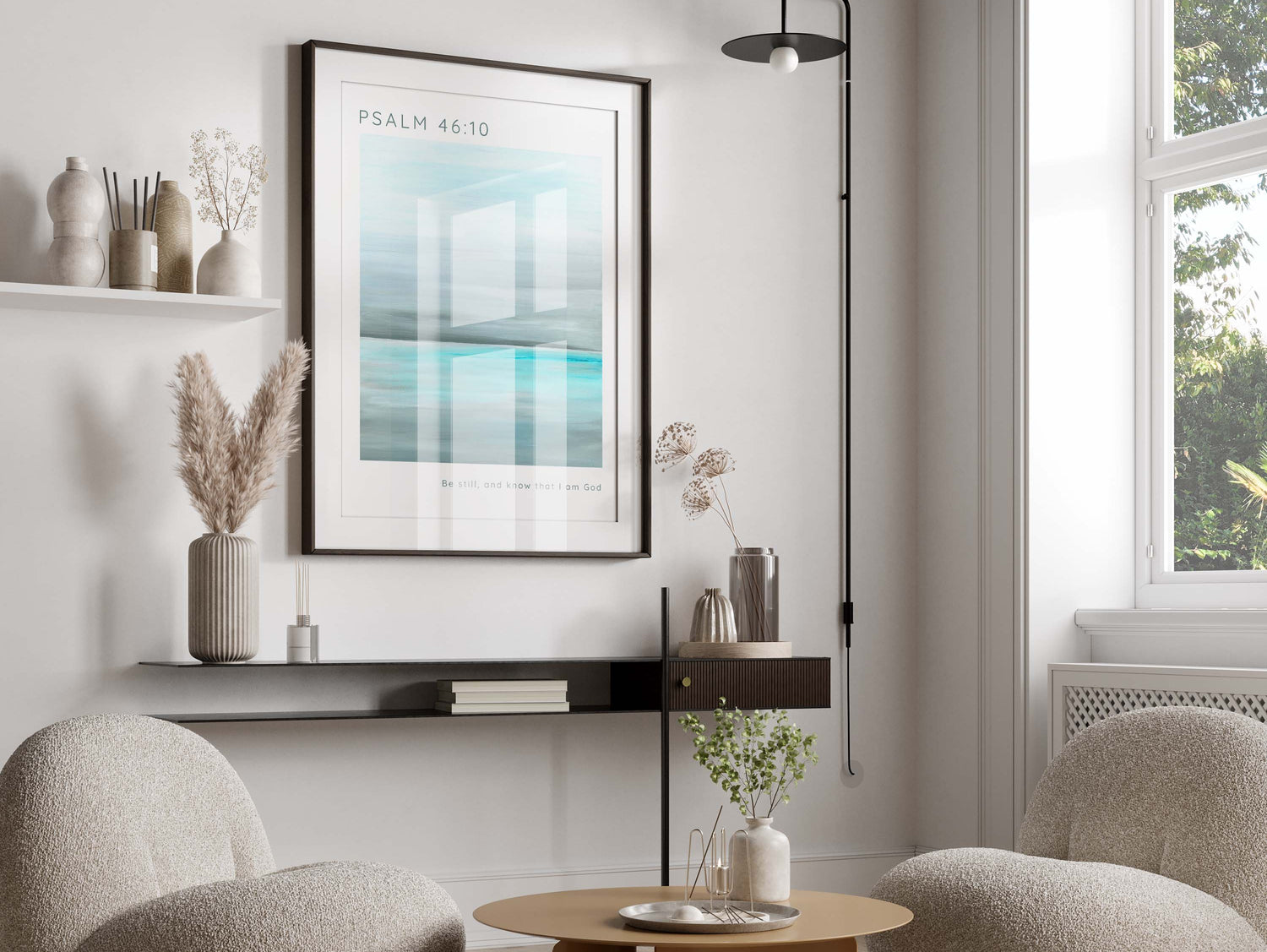 Psalm 46:10 Be Still and Know Print with Turquoise Sea, Aqua Sea Bible Quote Wall Art Psalm 46:10, be still and know art