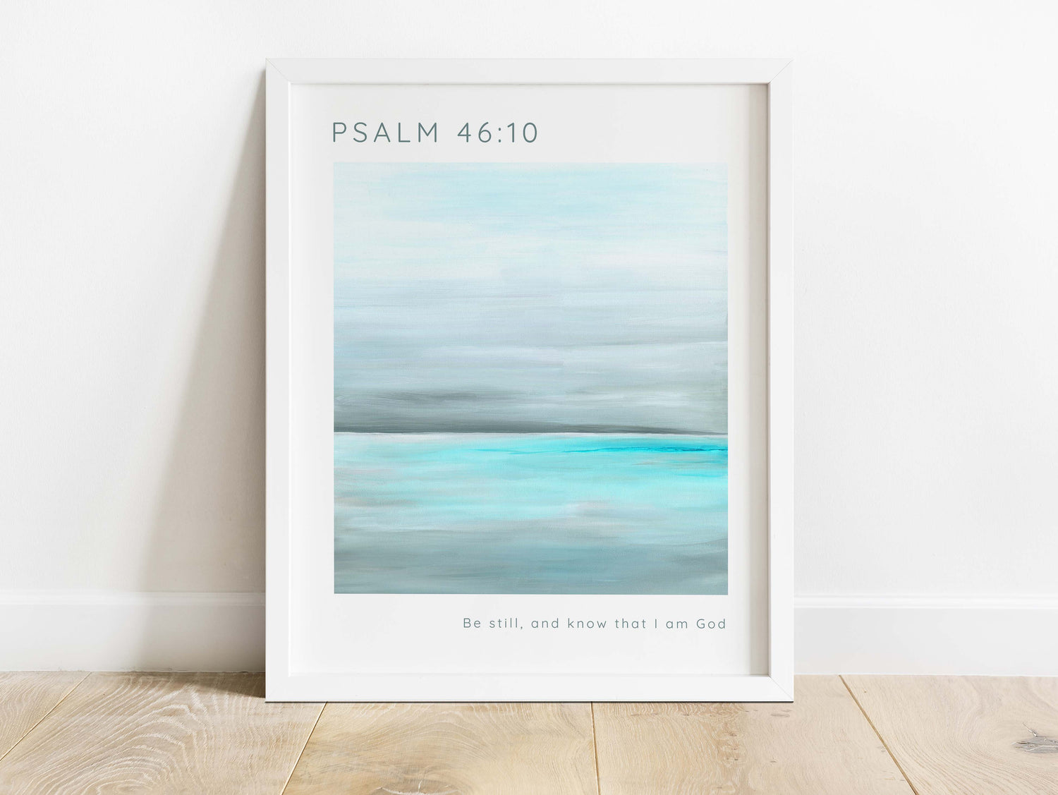 Serene Ocean View Scripture Print Psalm 46:10, Turquoise Waters Bible Verse Wall Decor Psalm 46:10, be still and know decor
