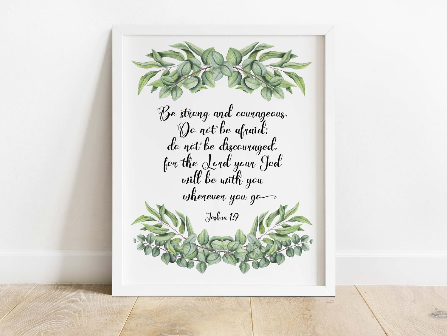 Elegant Nature-Inspired Joshua 1:9 Bible Verse Wall Hanging, Faithful Living Room Decor Featuring Joshua 1:9 Verse