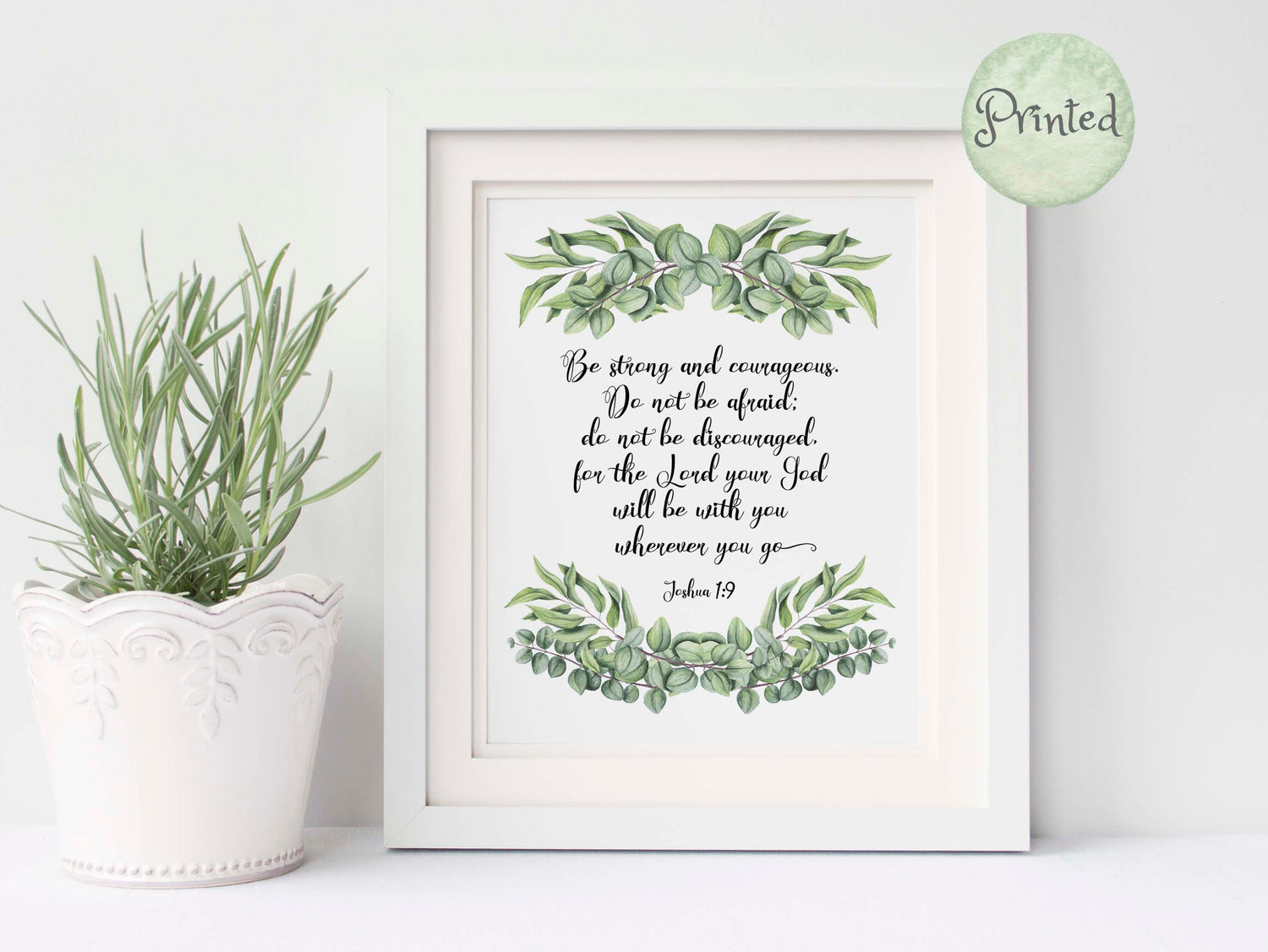 Be Strong and Courageous Wall Art, Joshua 1 9 Picture, Bible Verse