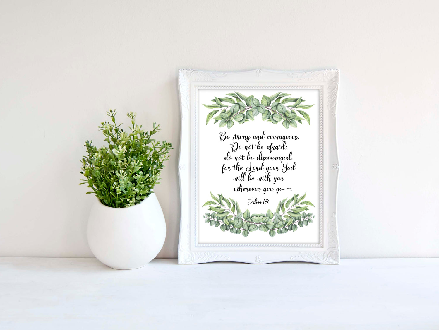 Be Strong And Courageous Print, Joshua 1 9 Poster, Bible Verse Wall Art, Scripture Pictures Gift