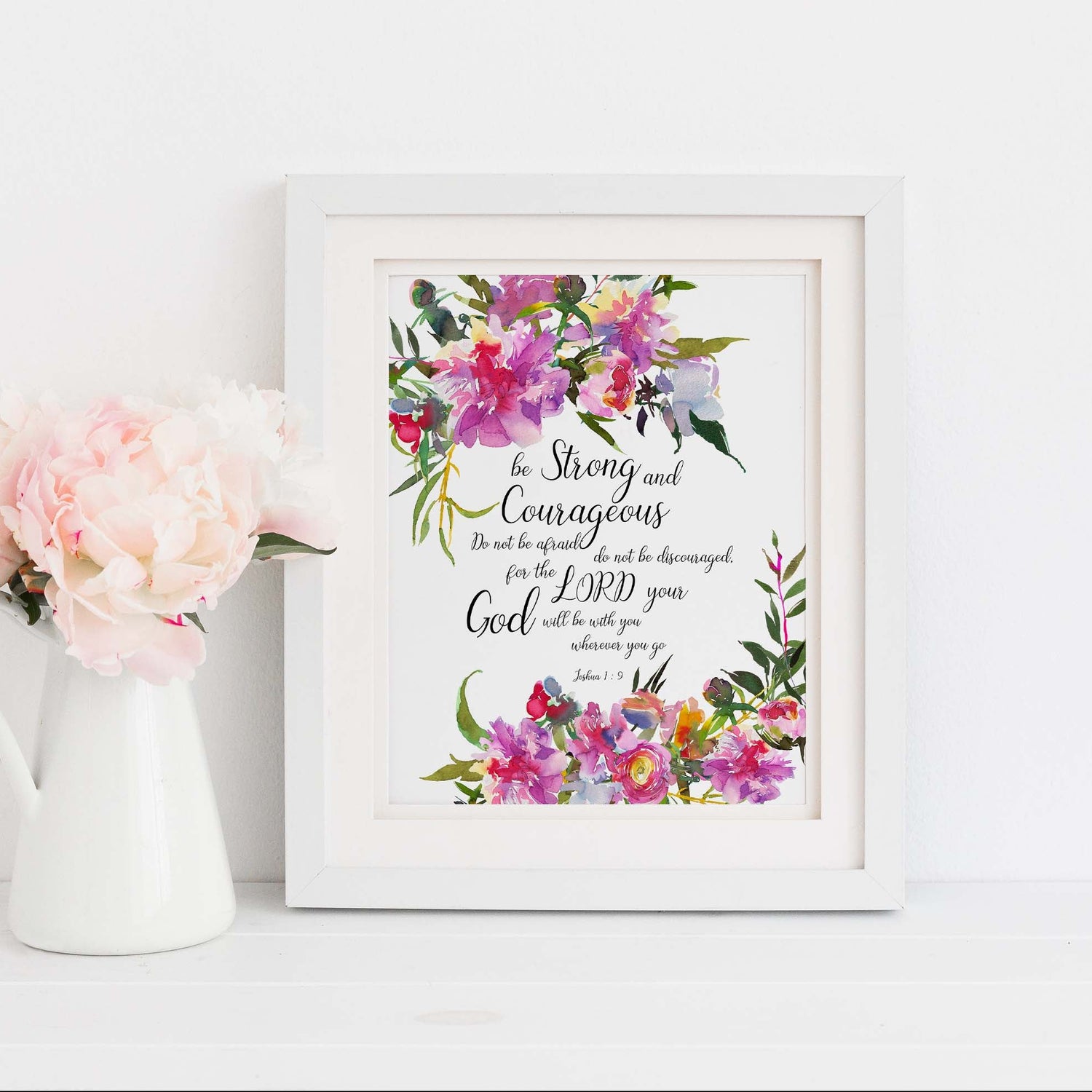 Watercolor Christian Nursery Decor Girl, Floral Bible Verse Decor, Bible Verses for Home, Scripture Wall Art, Christian