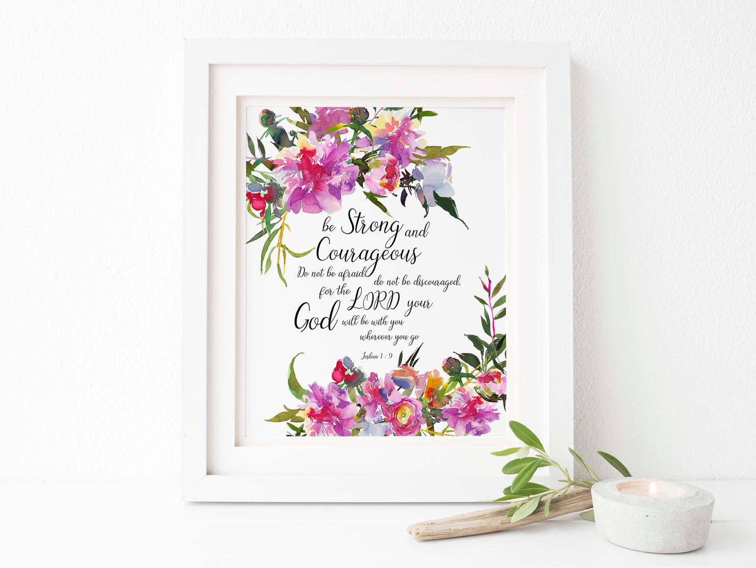 Joshua 1 9 Wall Art Gift, Be Strong and Courageous Bible Verse Print, Watercolour Bible Verse Printable, Christian Art