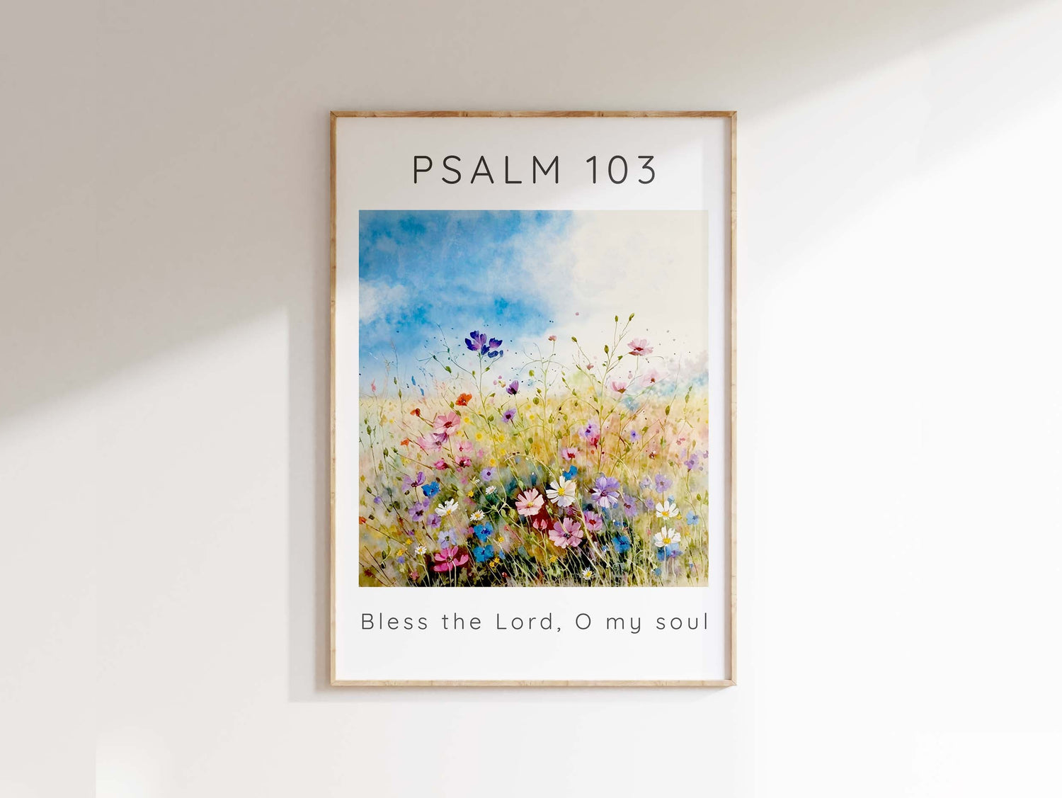 Bless The Lord O My Soul Wildflower Meadow Contemporary Chistian Art, Contemporary Christian Decor for Home, wildflower scripture