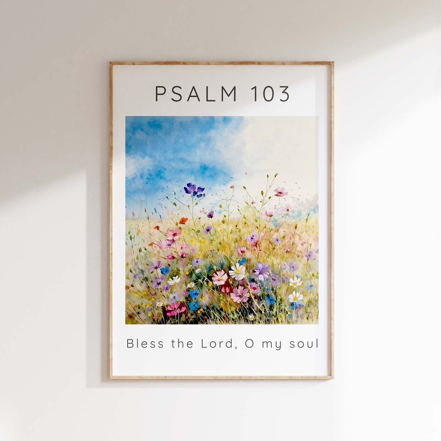 Bless The Lord O My Soul Wildflower Meadow Contemporary Chistian Art, Contemporary Christian Decor for Home, wildflower scripture