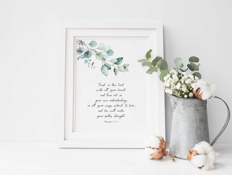 Trust in the Lord Print, Proverbs 3 5-6 Wall Art, Christian Pictures with Scriptures, amazing christian pictures