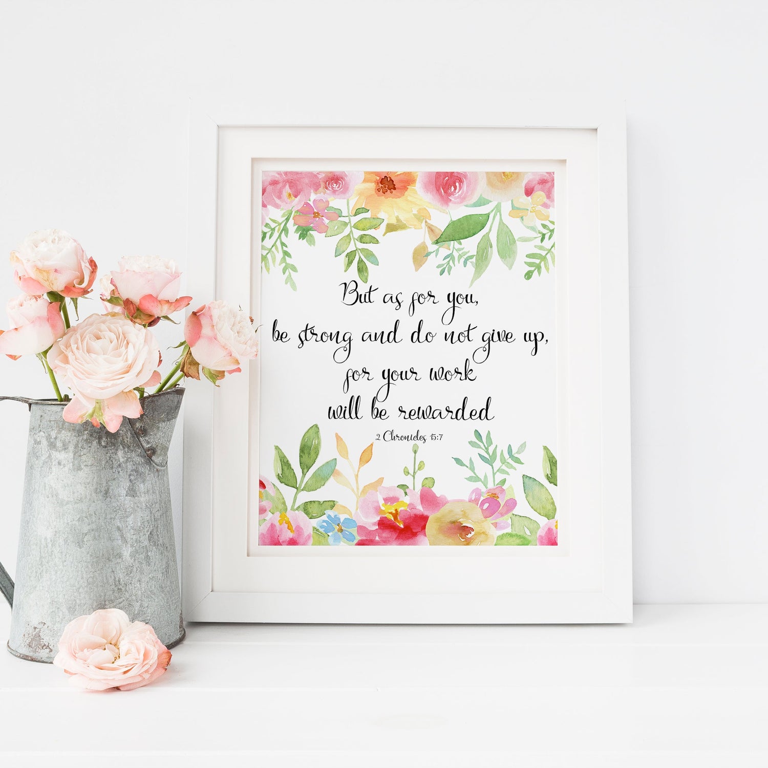 2 Chronicles 5 7 Poster, Christian Posters UK, Christian Wall Art UK, Floral Christian Print