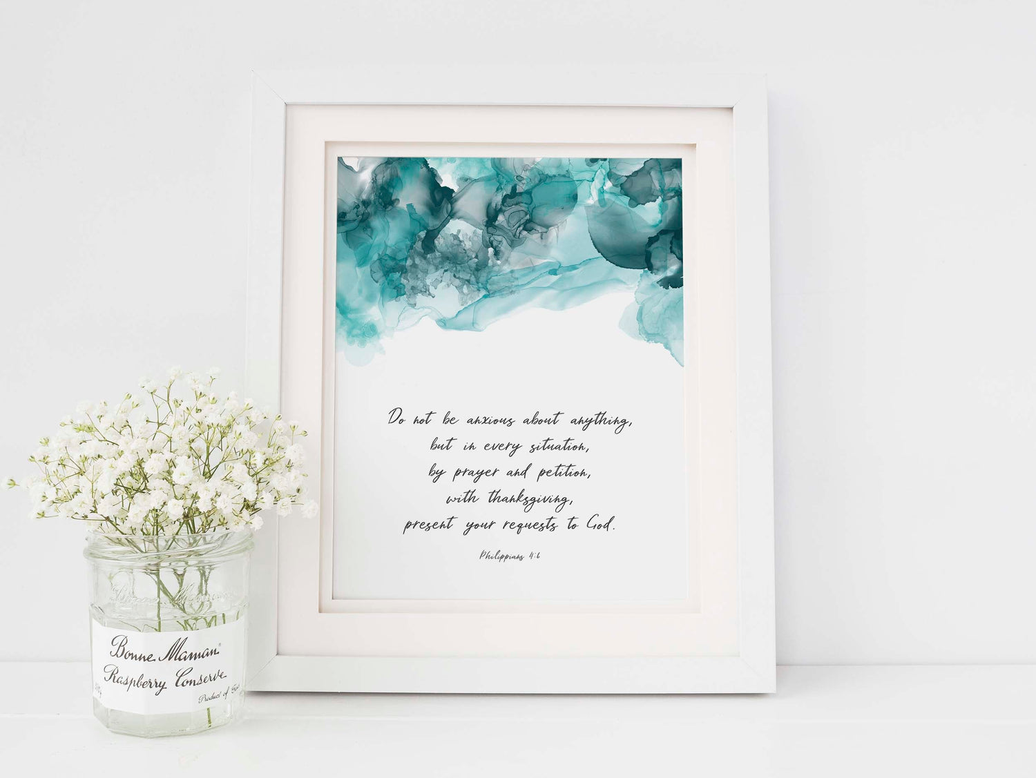  Scripture Gifts for Men Idea, Do Not Be Anxious About Anything Wall Art, Philippians 4 6 Alcohol Ink Print, 