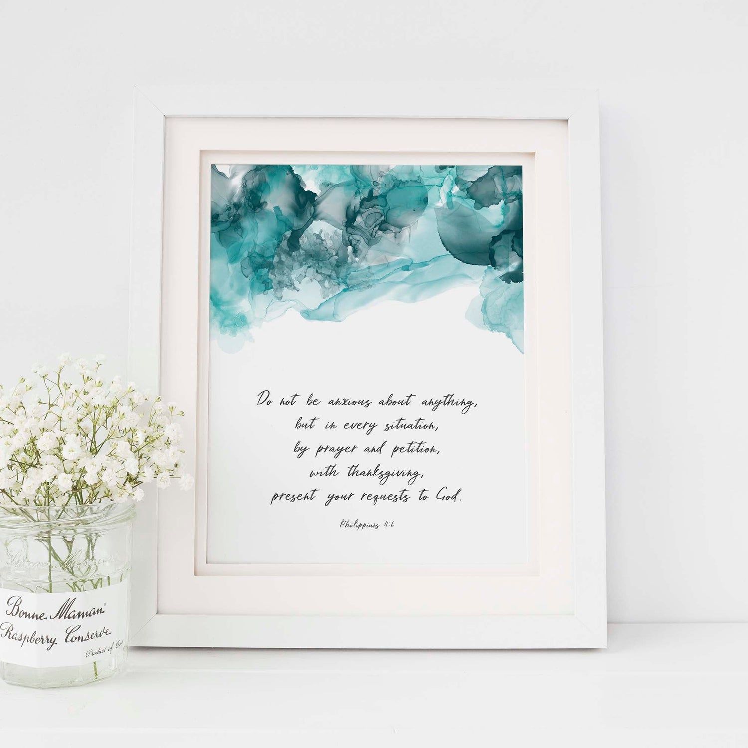  Scripture Gifts for Men Idea, Do Not Be Anxious About Anything Wall Art, Philippians 4 6 Alcohol Ink Print, 