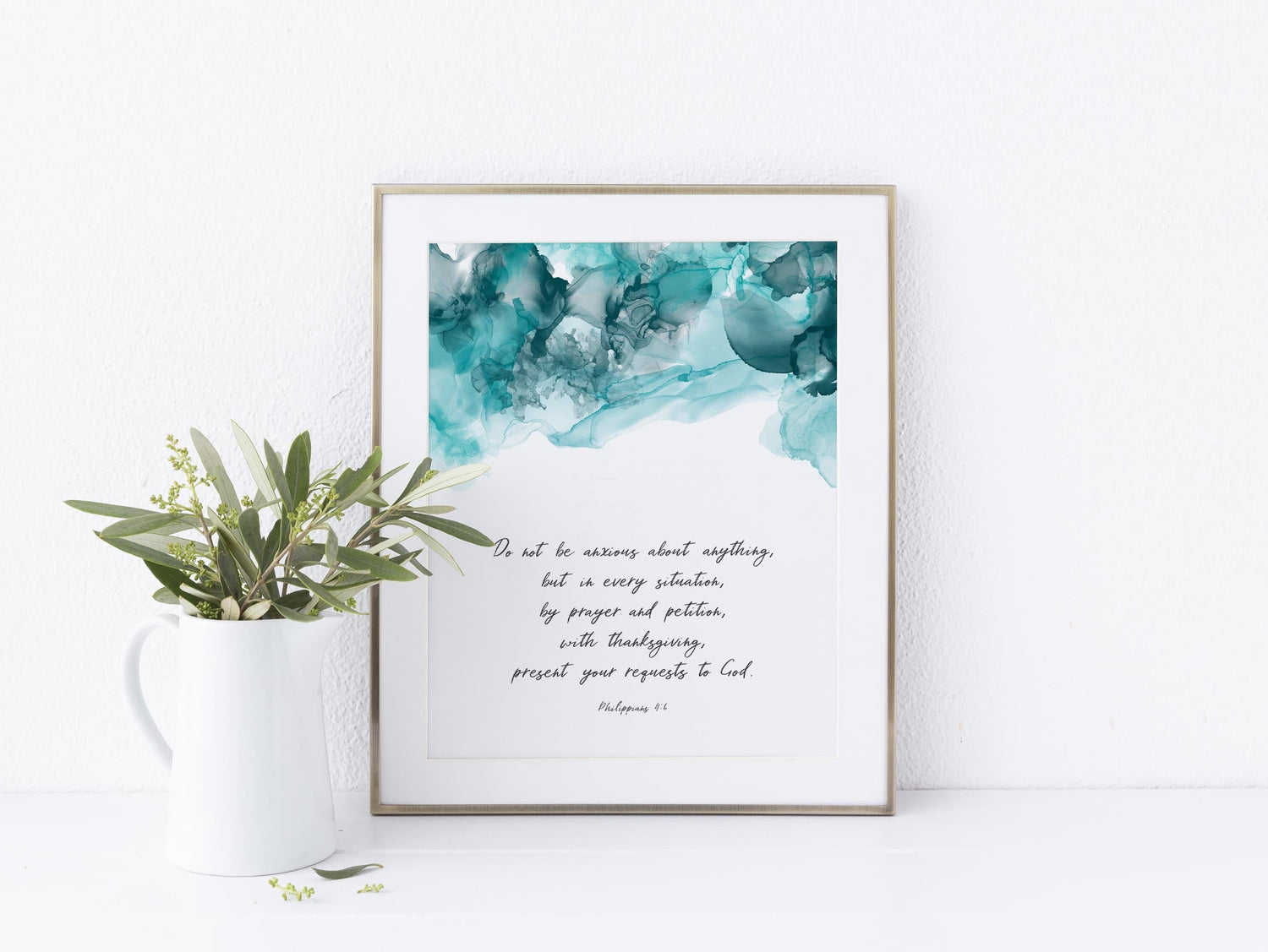 Bedroom Wall Art, Do Not Be Anxious About Anything Wall Art, Philippians 4 6 Alcohol Ink Print, Abstract Christian Art