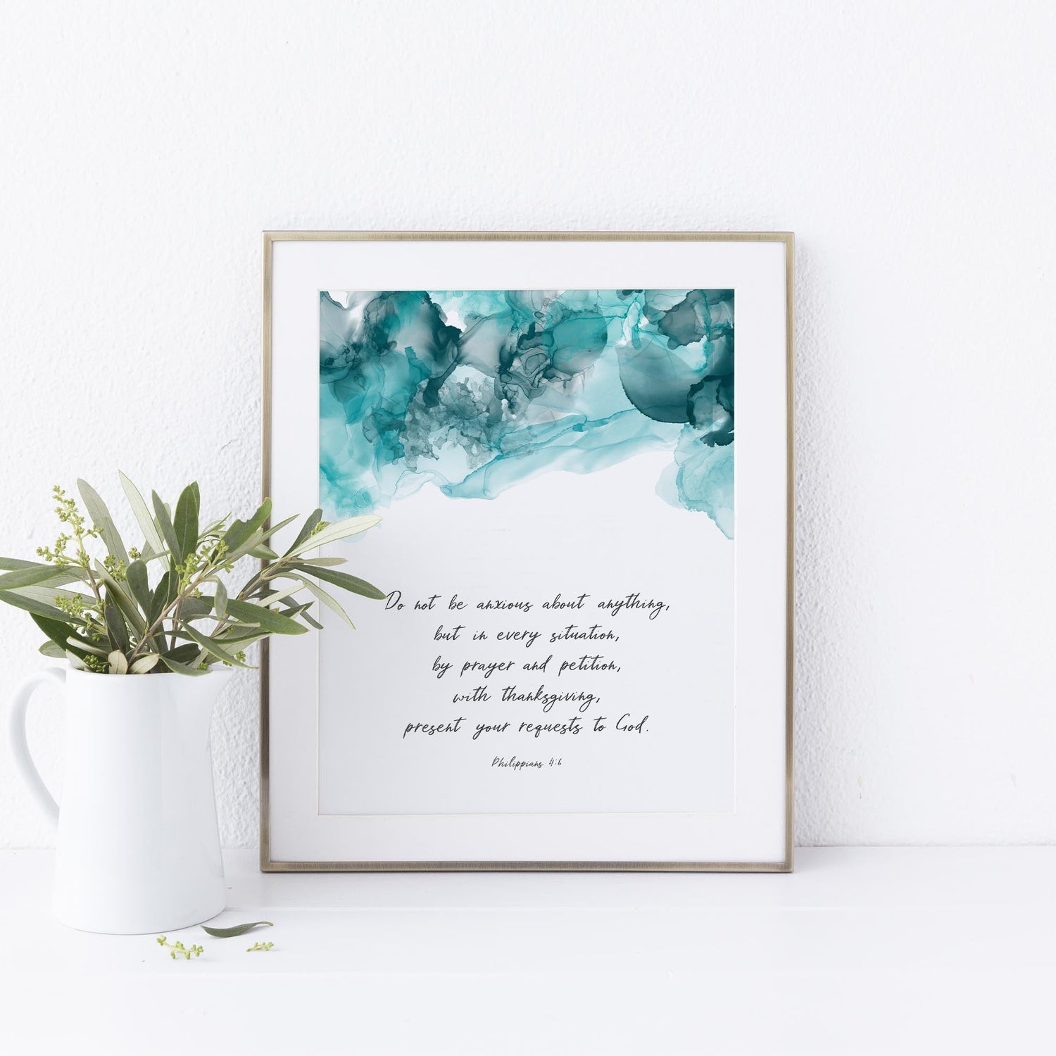 Bedroom Wall Art, Do Not Be Anxious About Anything Wall Art, Philippians 4 6 Alcohol Ink Print, Abstract Christian Art