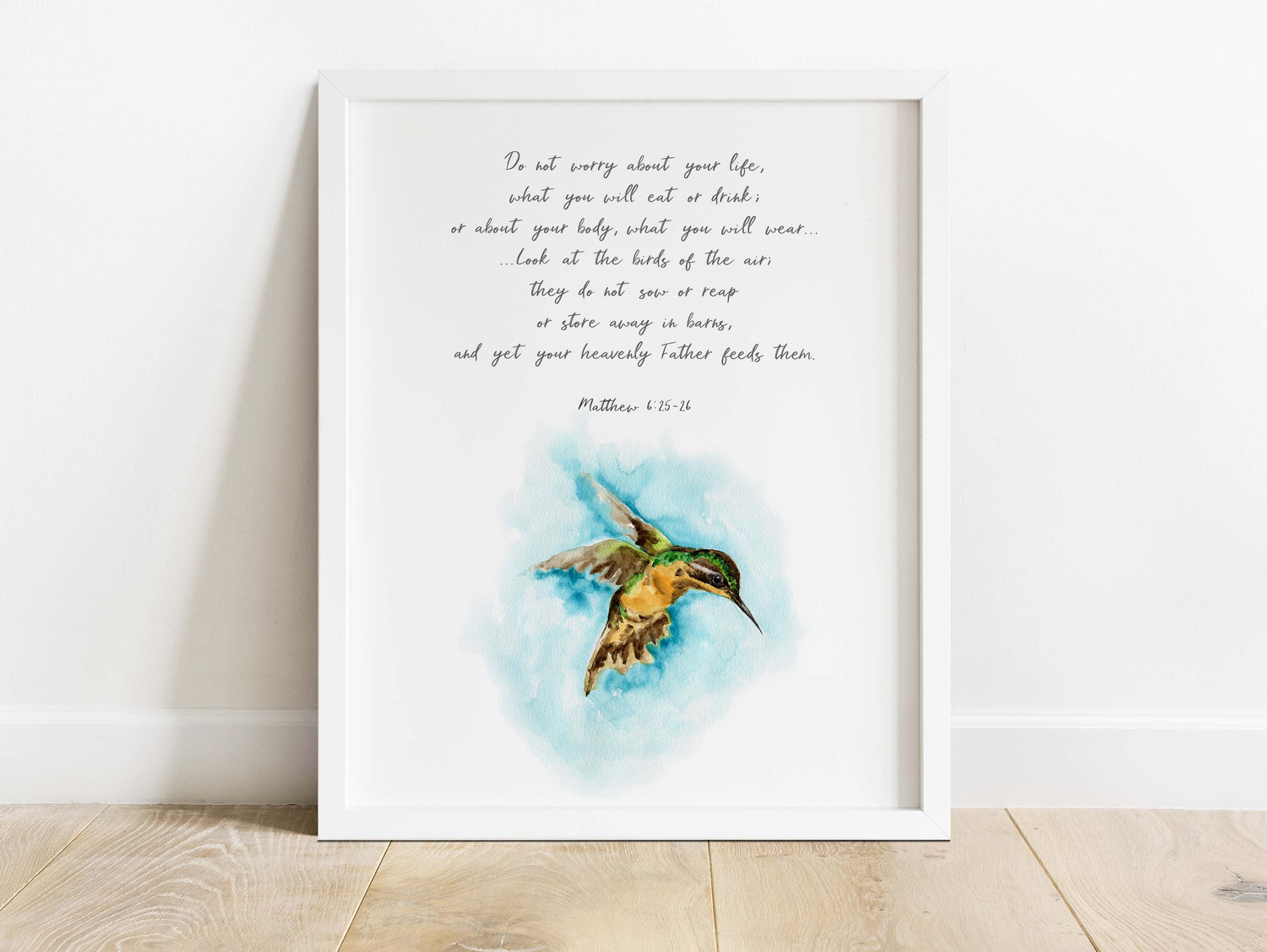 Look at the Birds of the Air Bible Verse Print Matthew 6 26 Wall Decor, do not worry about your life wall art, bible verse art