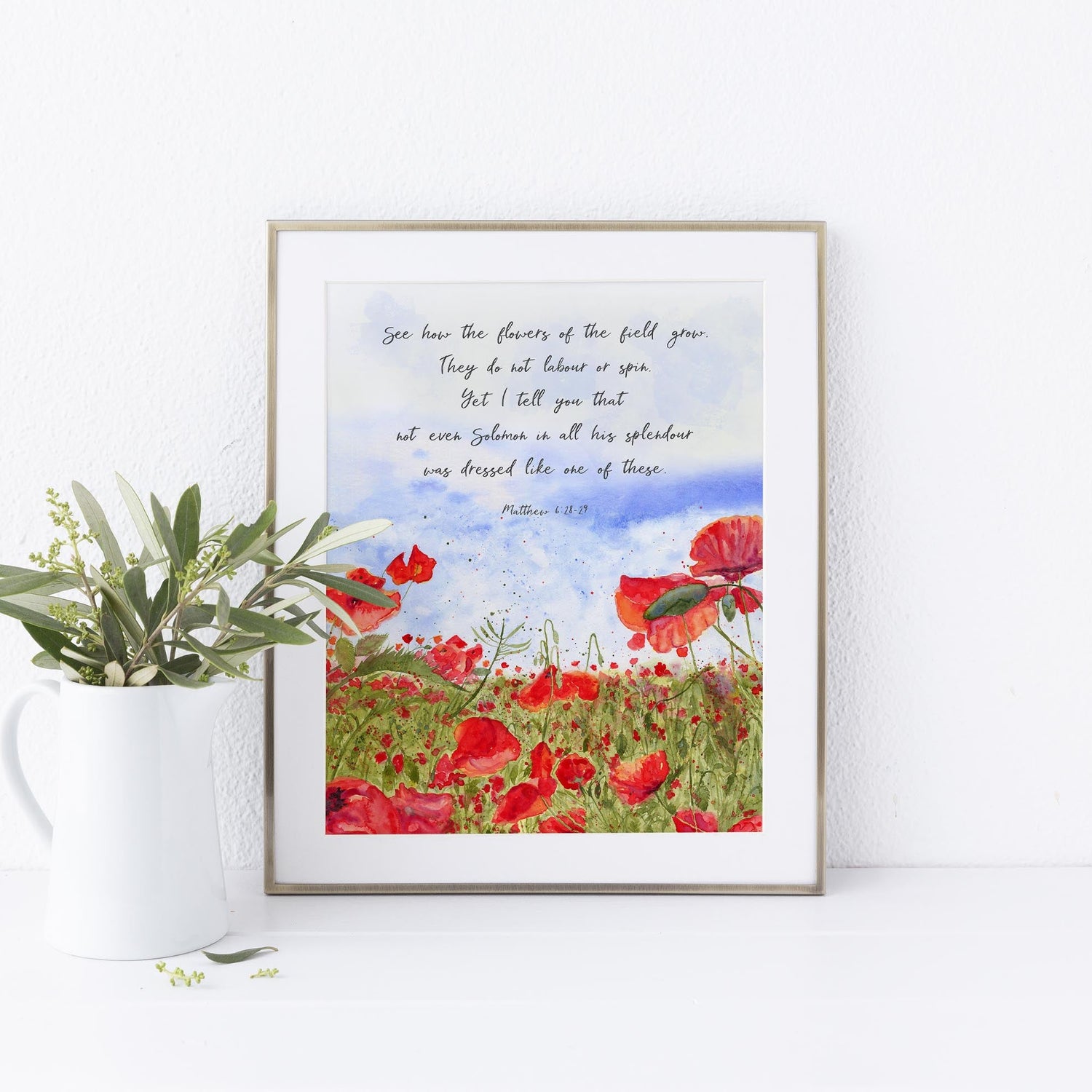 poppy scripture print, poppy field picture, see how the flowers picture, floral bible verses, pretty bible verse prints, flower bible verses