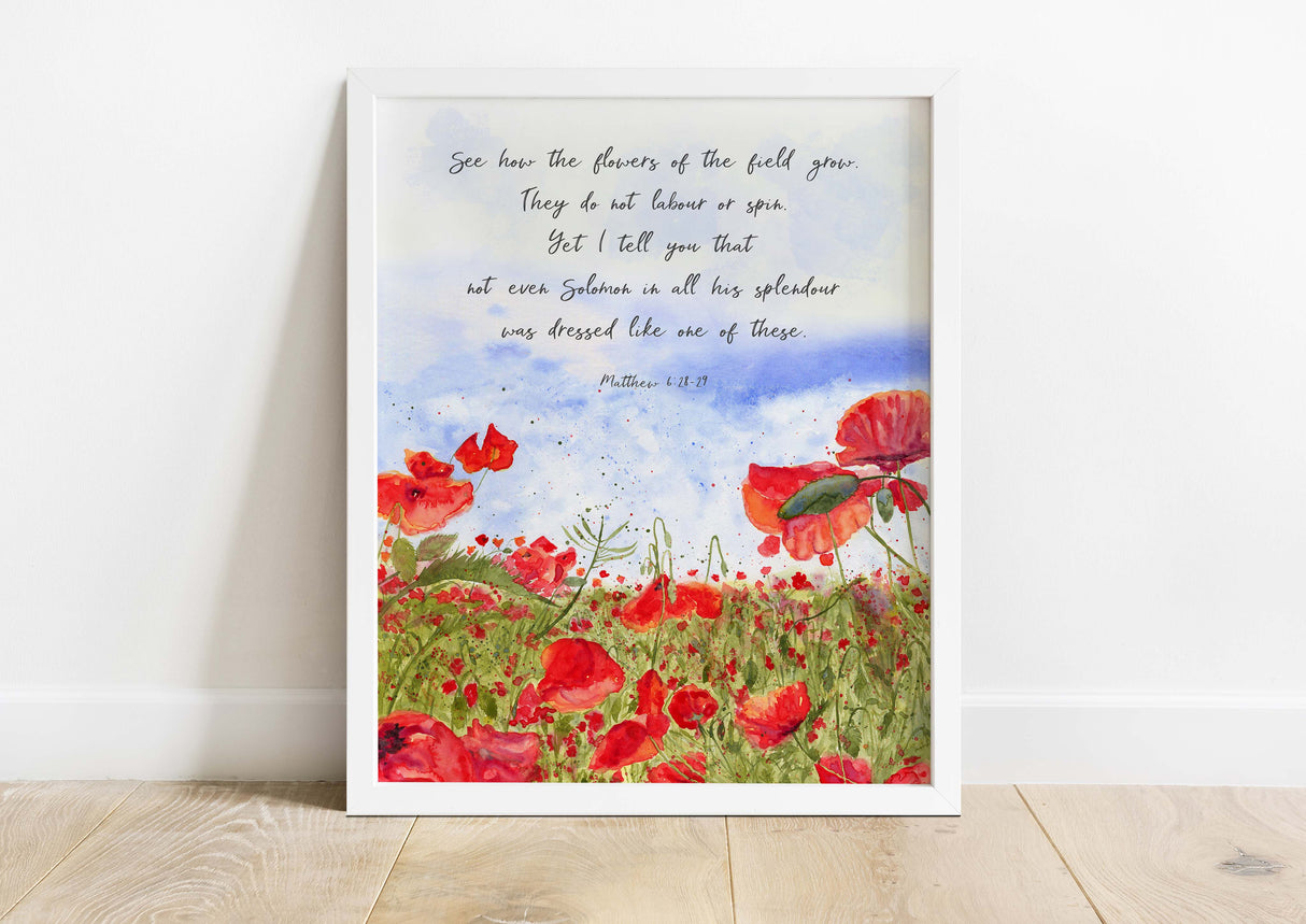 see how the flowers print, see how the flowers art, see how the flowers wall art, matthew 6 print, matthew 6 wall art, matthew 6 poster