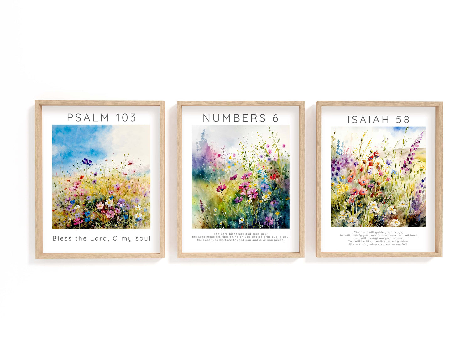 Faithful Inspiration in Meadow Design, Meadow Blossoms Scripture Trio, Tranquil Meadow Scriptures Art Set