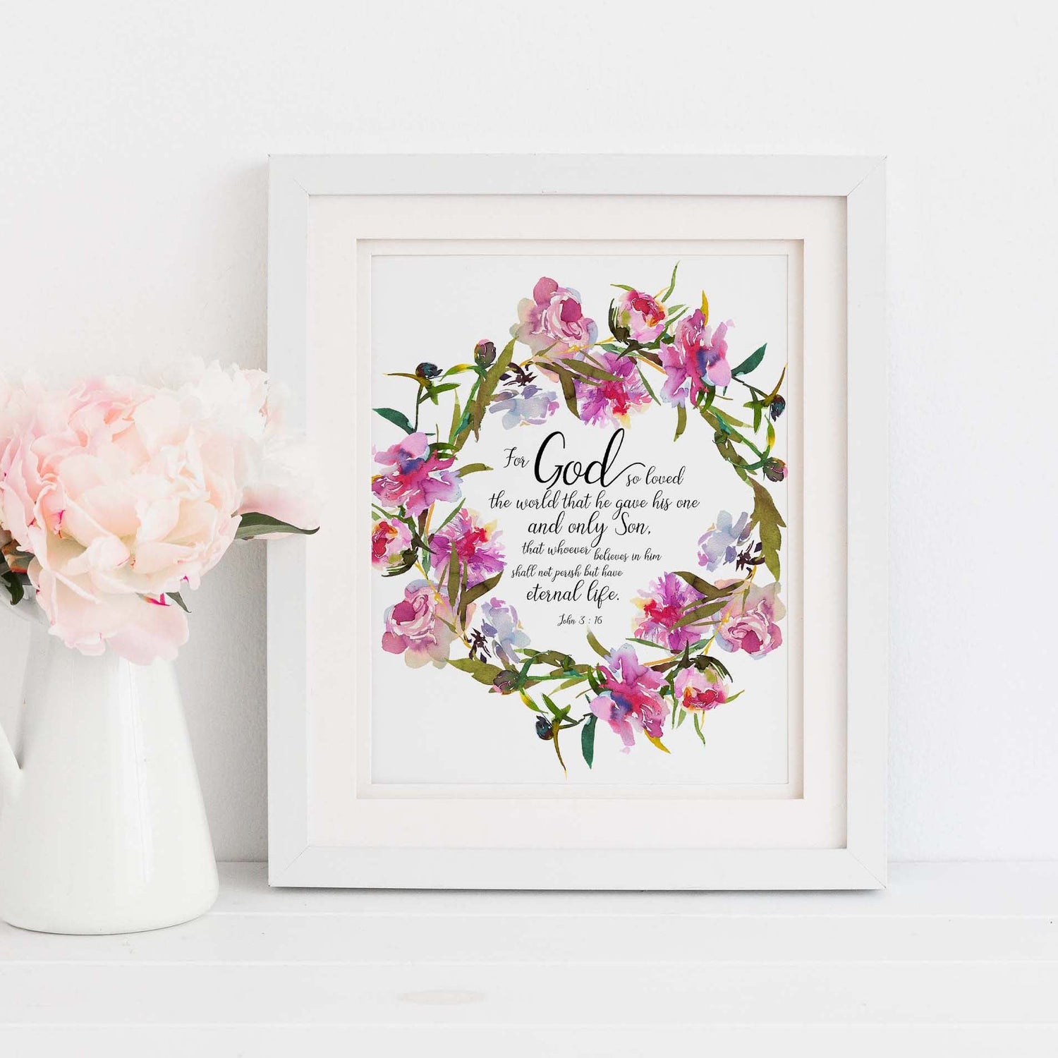 For God So loved the world printable, for God so loved the world print, For God so loved the world wall art, bible art