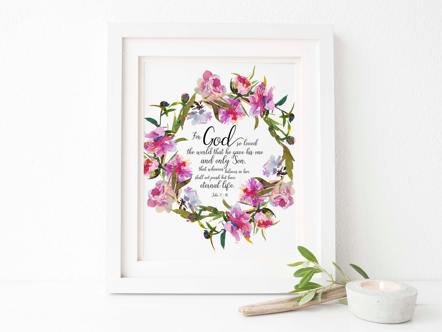 John 3 16 Wall Art Bible Print, For God So Loved The World Poster, for God so Love the World Pictures, bible verse print