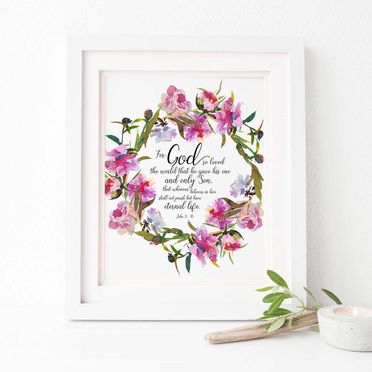 John 3 16 Wall Art Bible Print, For God So Loved The World Poster, for God so Love the World Pictures, bible verse print