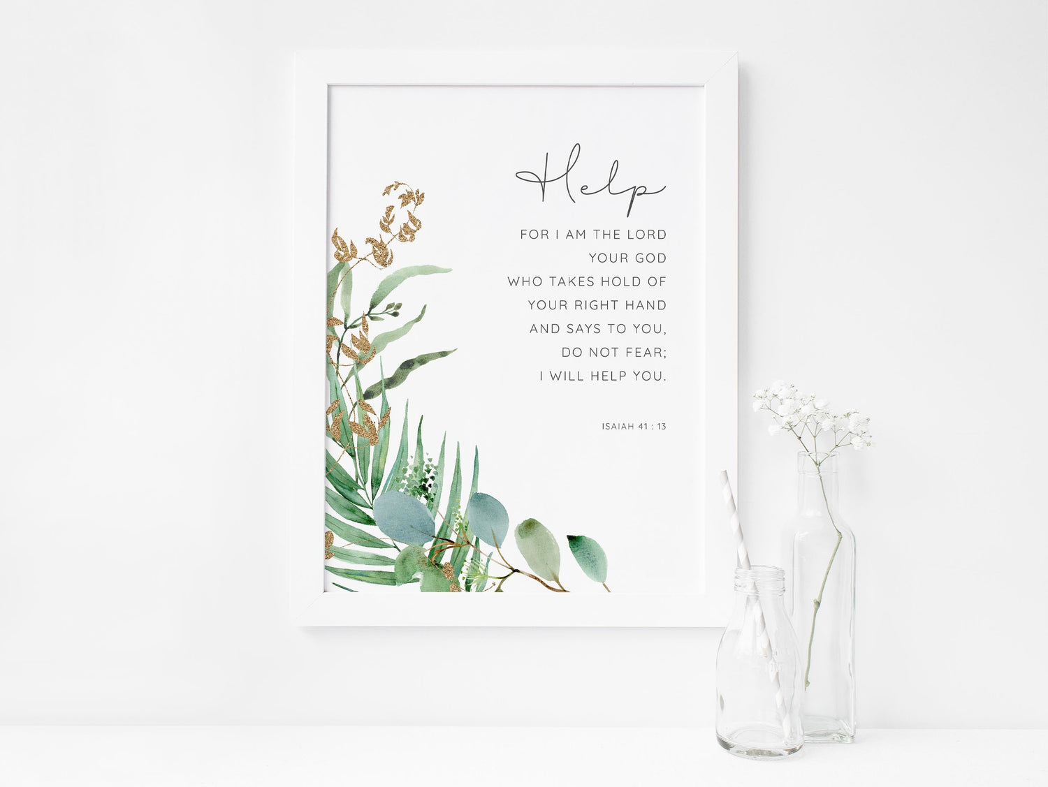 Isaiah 41 Christian Wall Art, Do Not Fear Scripture Botanical Quote Print, isaiah 41 print, isaiah 41 wall art, isaiah 41 wall decor