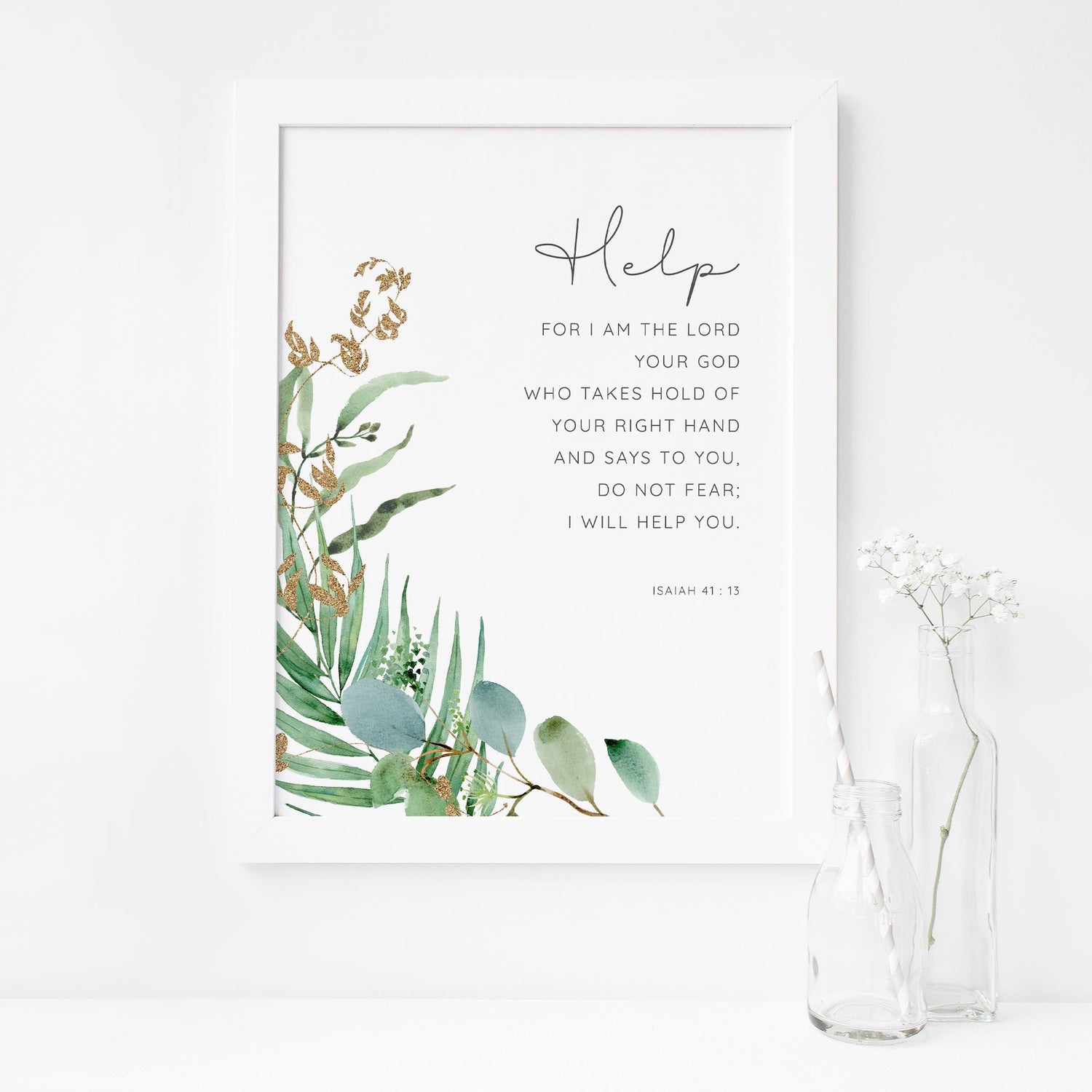 Isaiah 41 Christian Wall Art, Do Not Fear Scripture Botanical Quote Print, isaiah 41 print, isaiah 41 wall art, isaiah 41 wall decor