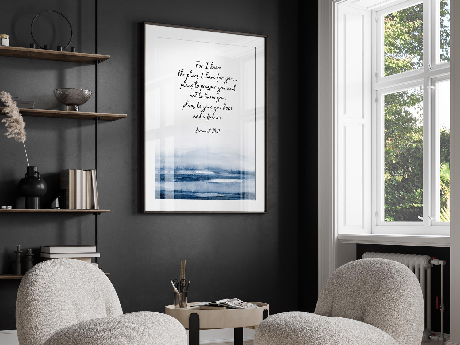 Hope and Future Bible Verse Art in Abstract Design, Comforting Quote Print from Jeremiah 29:11, Jeremiah 29:11 Scripture Art for Home Decor