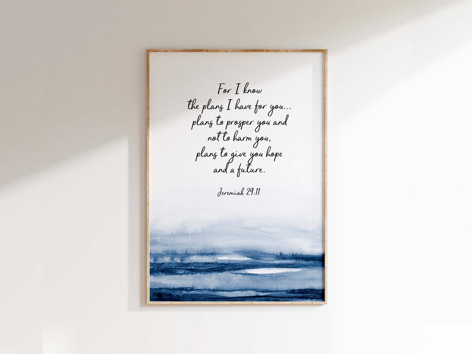 Abstract Blue Water Artwork with Biblical Quote, Faithful Promise Bible Verse Print in Abstract Style, Bible Verse Print for Hope and Blessings
