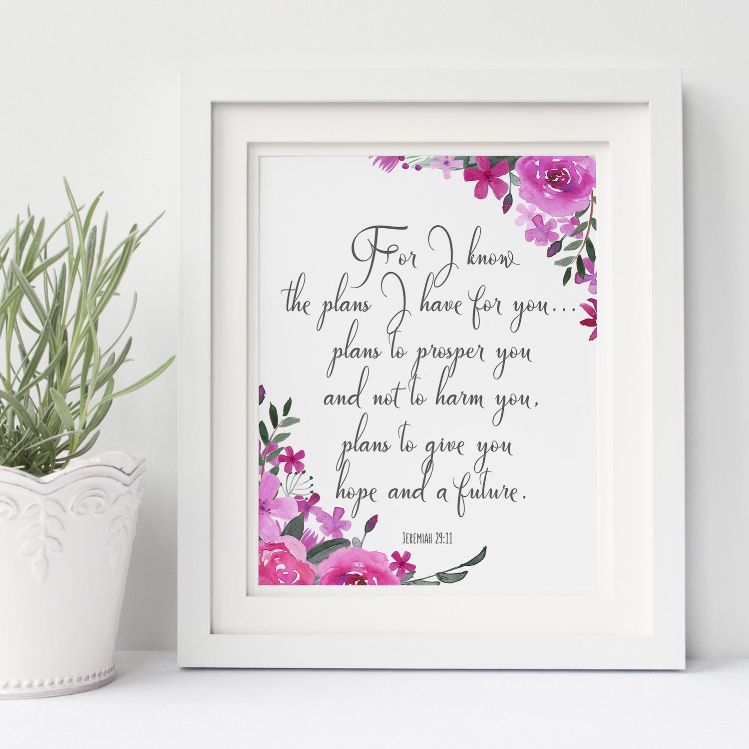 Bible Verse Jeremiah 29 11 Poster, For I Know The Plans I Have For You, bible verse wall art uk, bible verse art uk