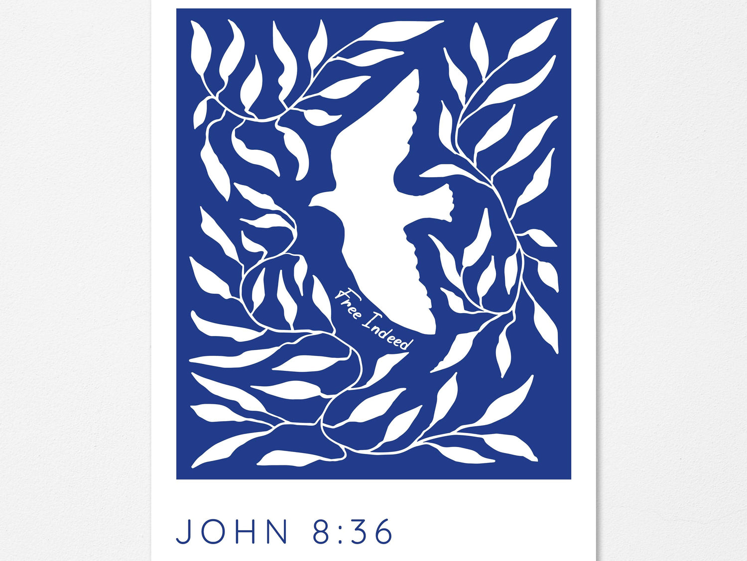 Free Indeed Christian Wall Art Print, John 8 36 Bible Verse Poster, John 8:36 Free Indeed print, Bible verse wall art