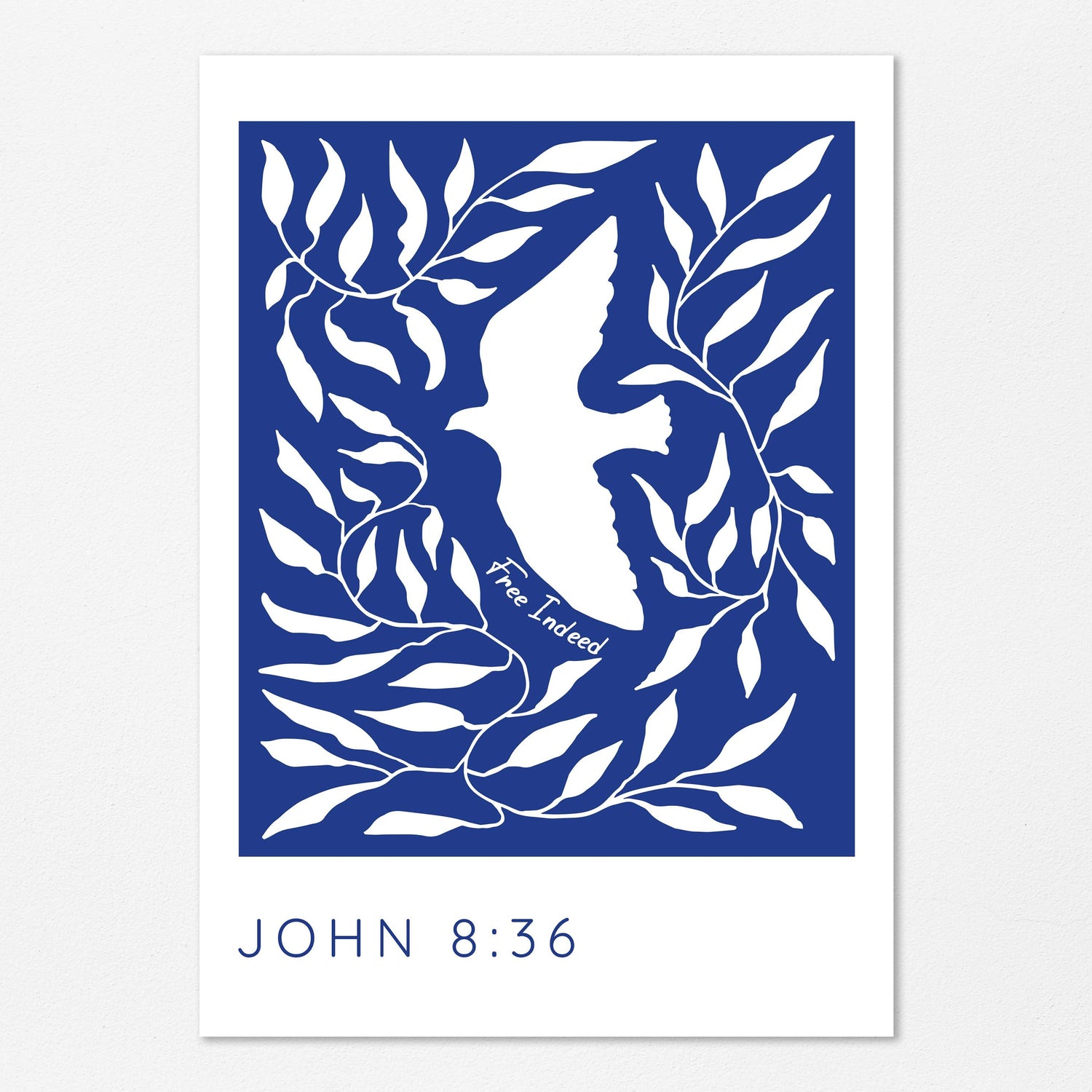 Free Indeed Christian Wall Art Print, John 8 36 Bible Verse Poster, John 8:36 Free Indeed print, Bible verse wall art